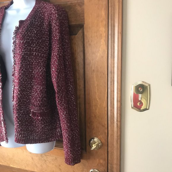 eureka by Christos Garkinos Burgundy Marled Open Jacket X-Large - Picture 7 of 11